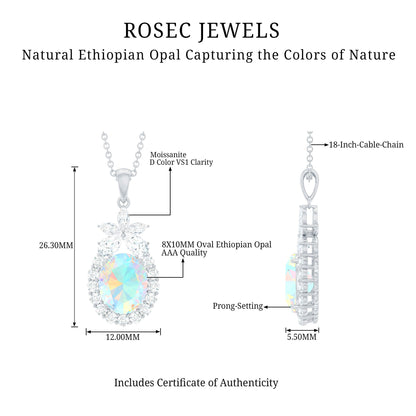 Certified Real 1.3 Carat Ethiopian Opal Statement Necklace