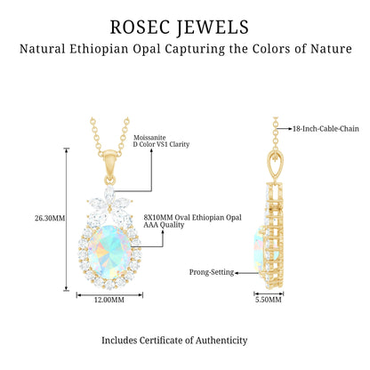 Certified Real 1.3 Carat Ethiopian Opal Statement Necklace
