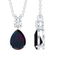 Pear Shaped Black Opal Drop Pendant with Diamond