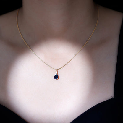 Pear Shaped Black Opal Drop Pendant with Diamond