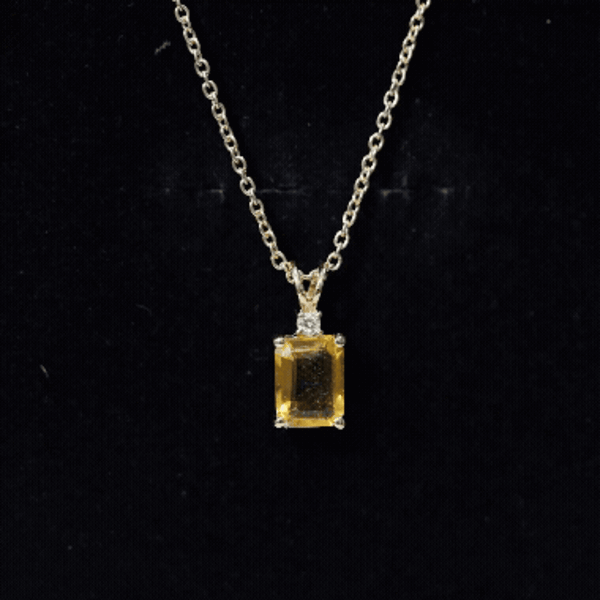1.7 Carat Emerald Cut Lab Grown Yellow Sapphire Diamond Necklace with Chain