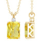 1.7 Carat Emerald Cut Lab Grown Yellow Sapphire Diamond Necklace with Chain