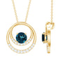 Real London Blue Topaz and Diamond Interlocking Circle Pendant