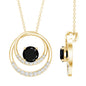 Lab Created Black and White Diamond Circle Necklace With Silver Chain