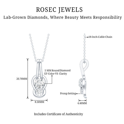 Certified Lab Grown Diamond Love Knot Pendant Necklace