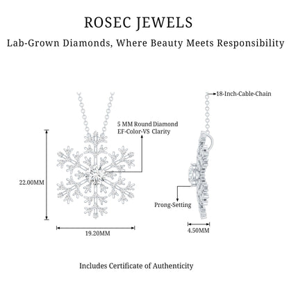 Lab Grown Diamond Snowflake Winter Necklace