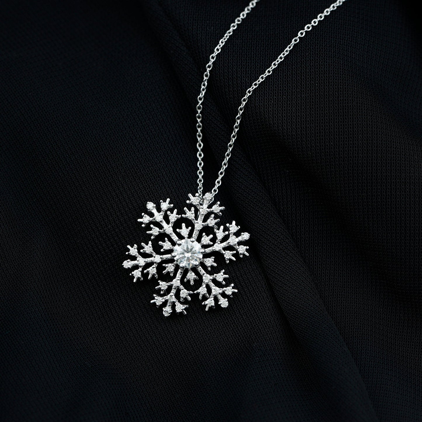 Lab Grown Diamond Snowflake Winter Necklace