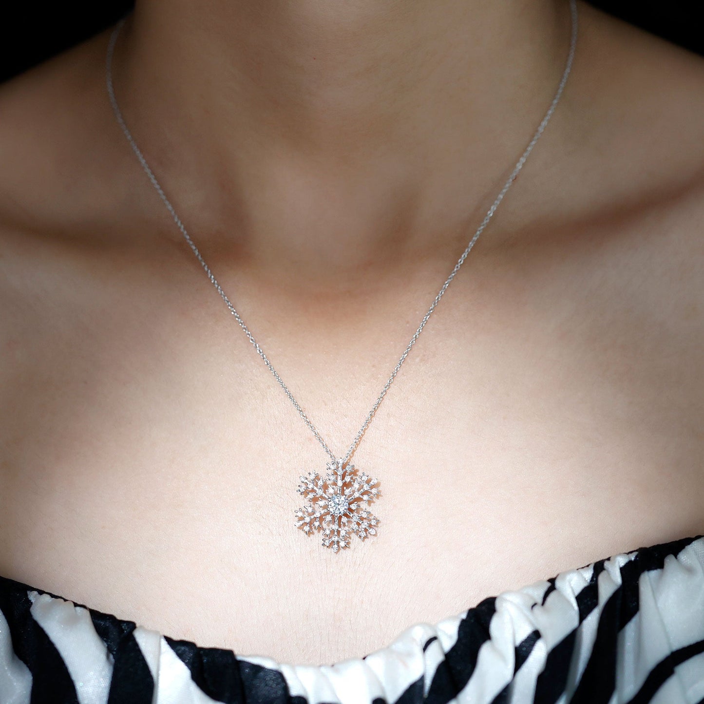 Lab Grown Diamond Snowflake Winter Necklace