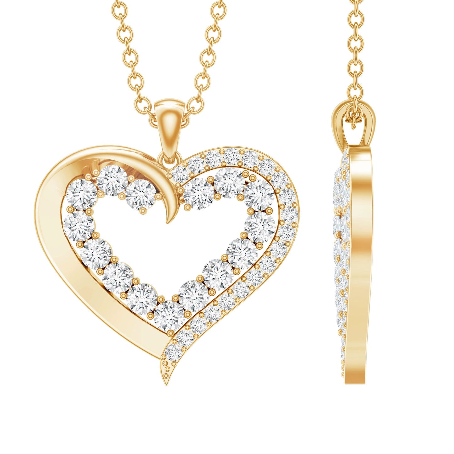 Certified Lab Grown Diamond Designer Heart Necklace For Women
