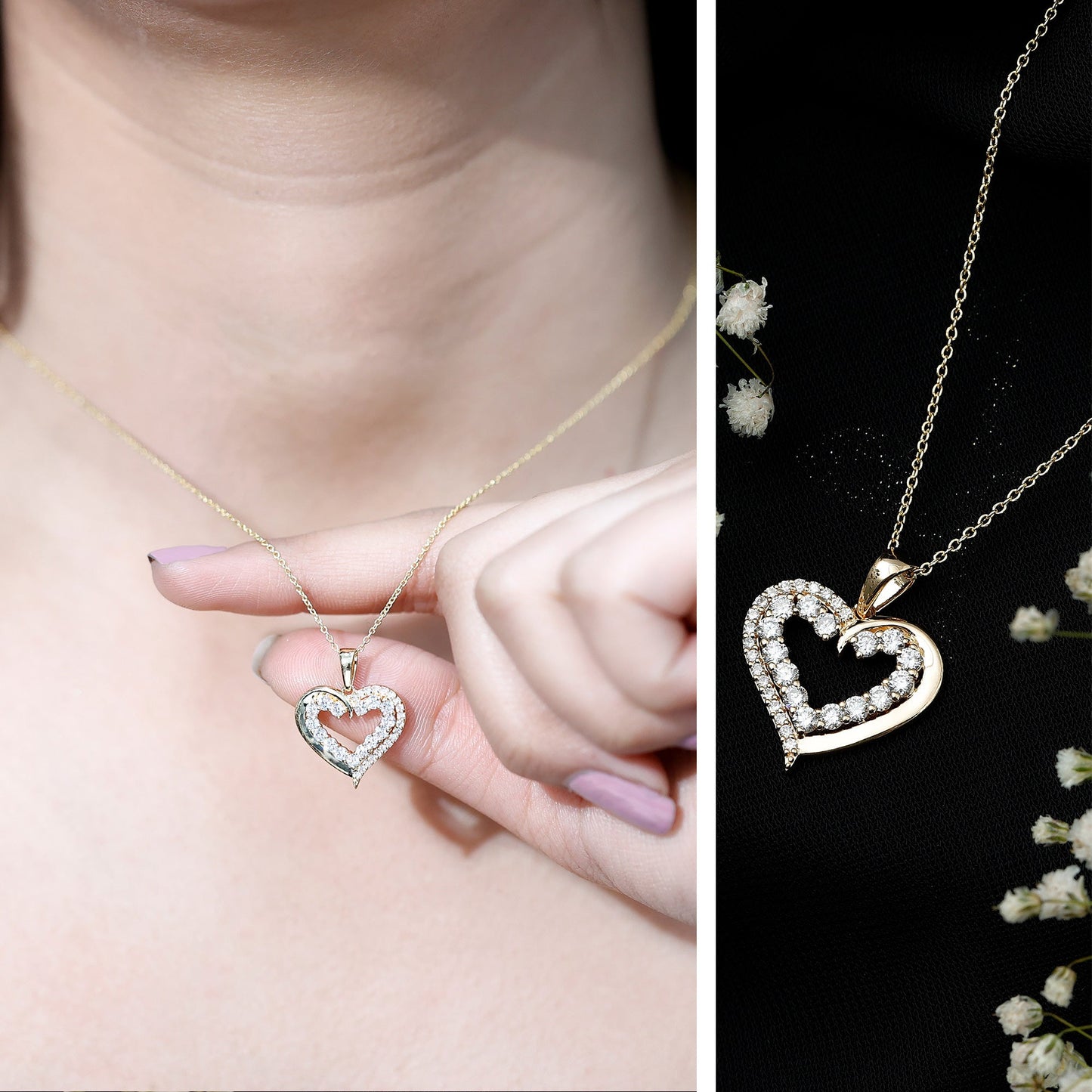 Certified Lab Grown Diamond Designer Heart Necklace For Women