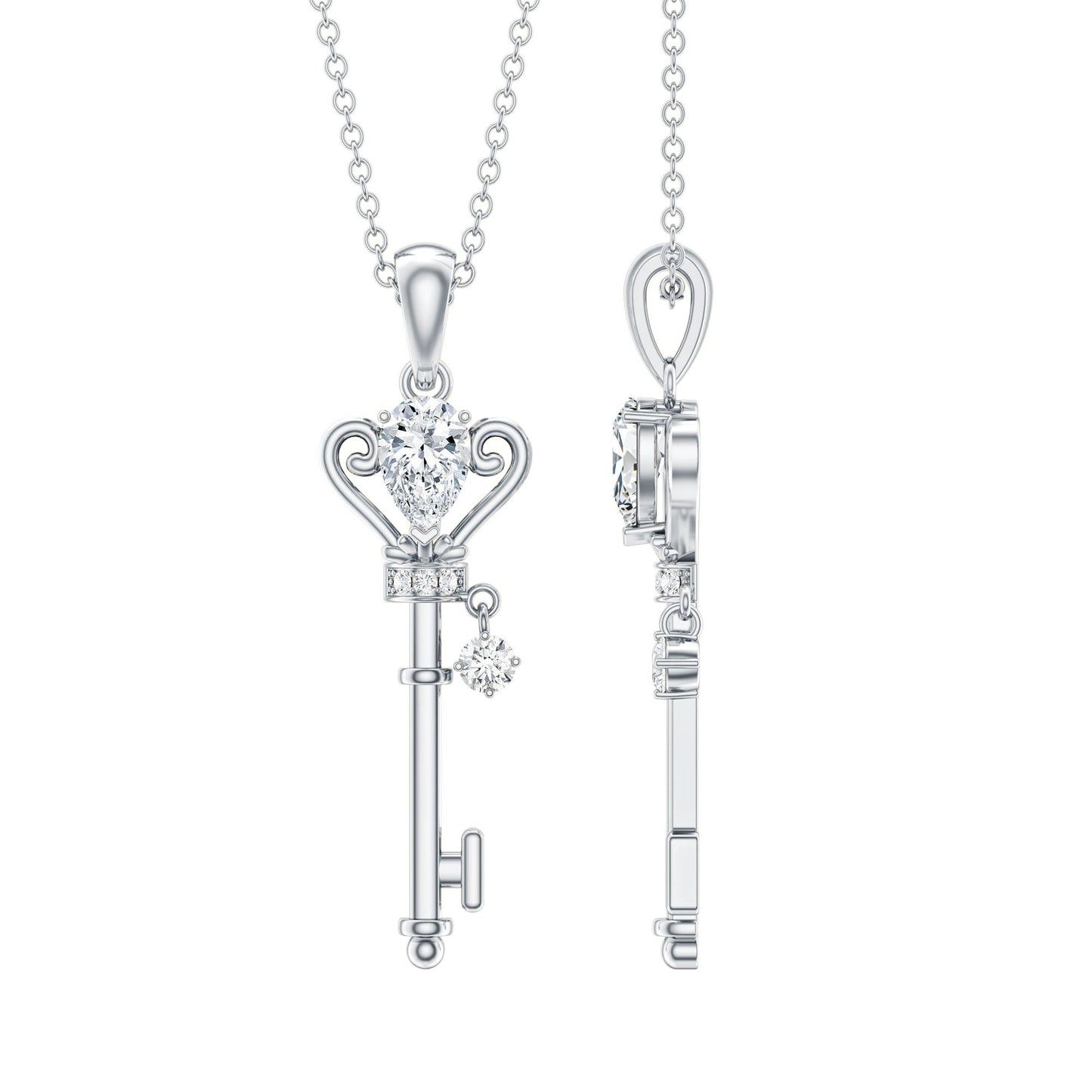 Certified Pear Shaped 0.6 Carat Lab Created Diamond Key Pendant