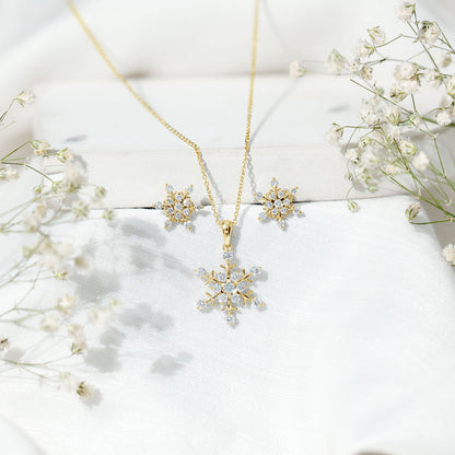Certified Lab Grown Diamond Snowflake Jewelry Set