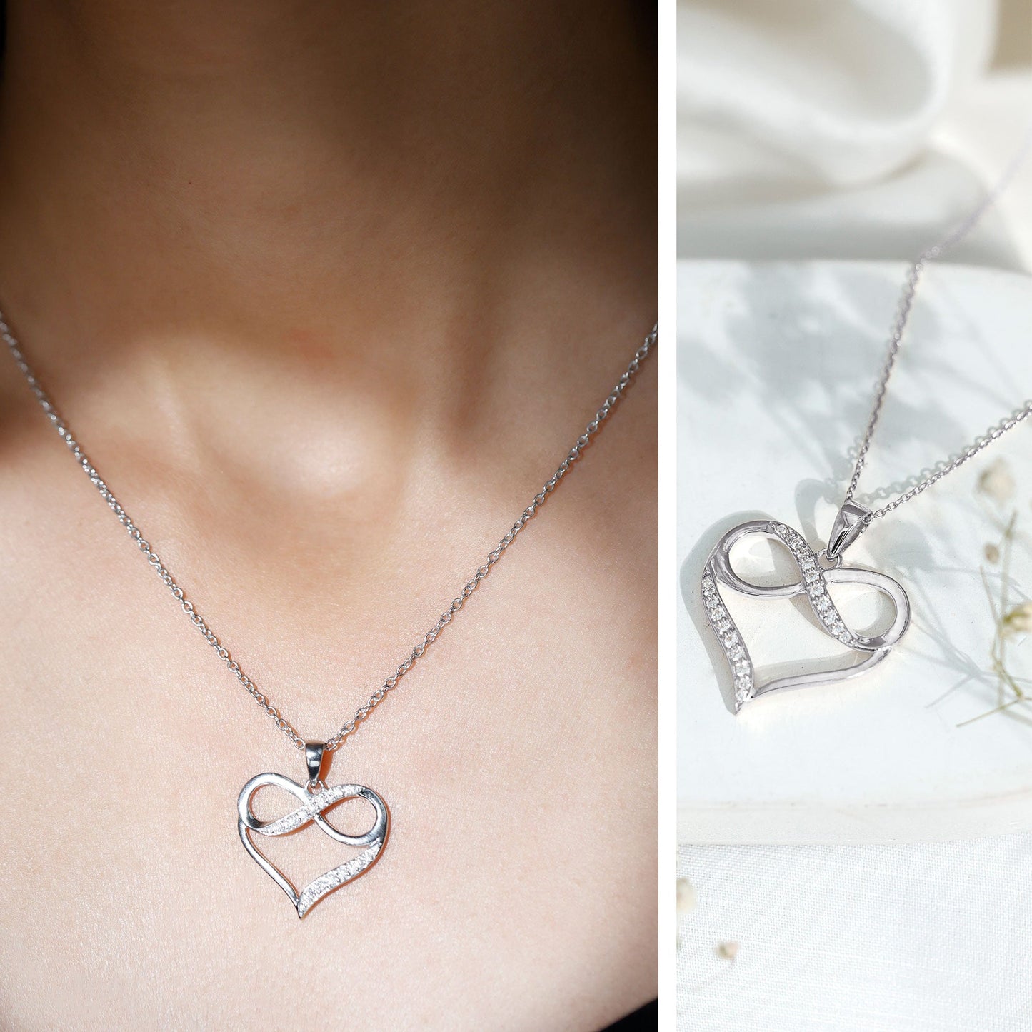 Certified Lab Grown Diamond Infinity Heart Necklace For Women