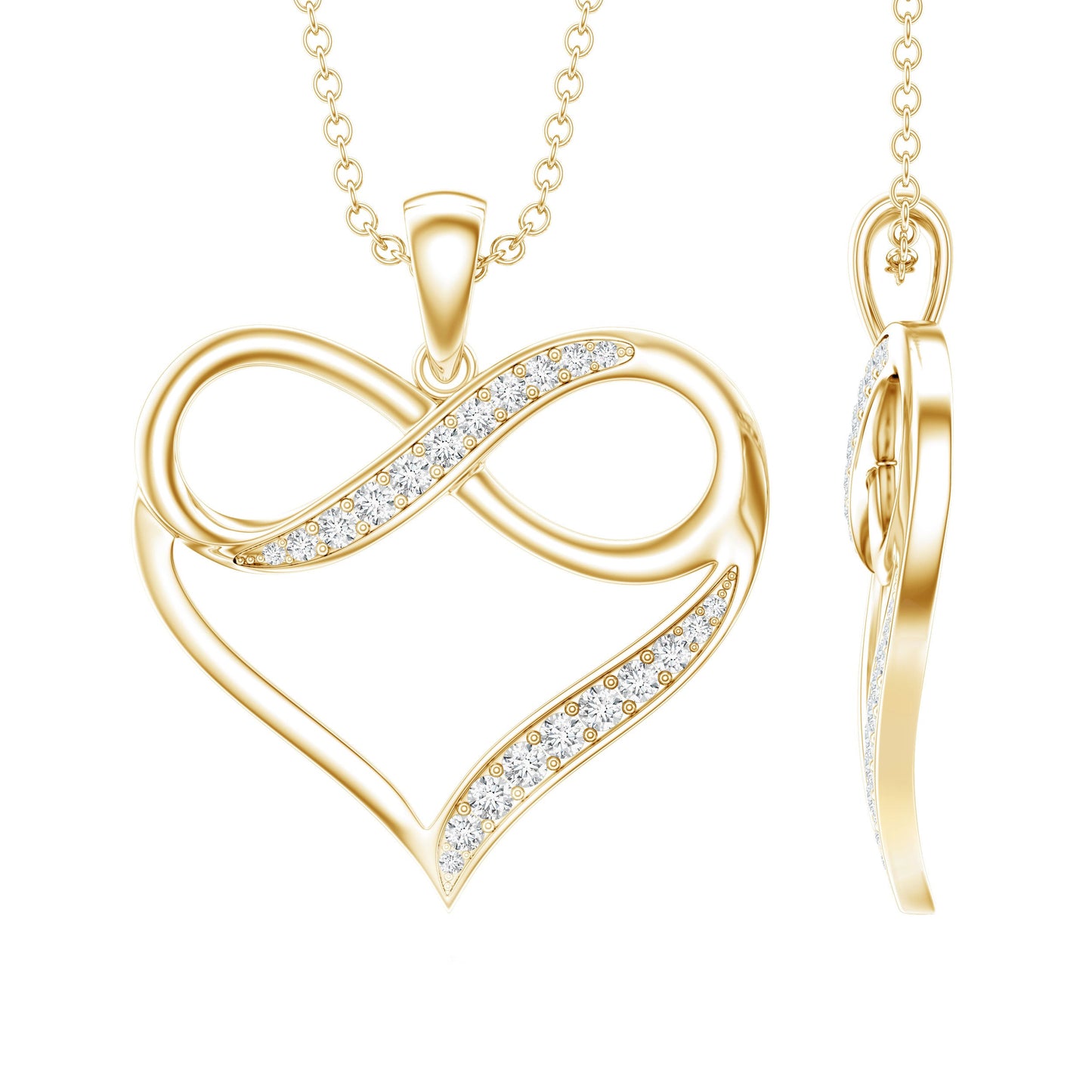 Certified Lab Grown Diamond Infinity Heart Necklace For Women
