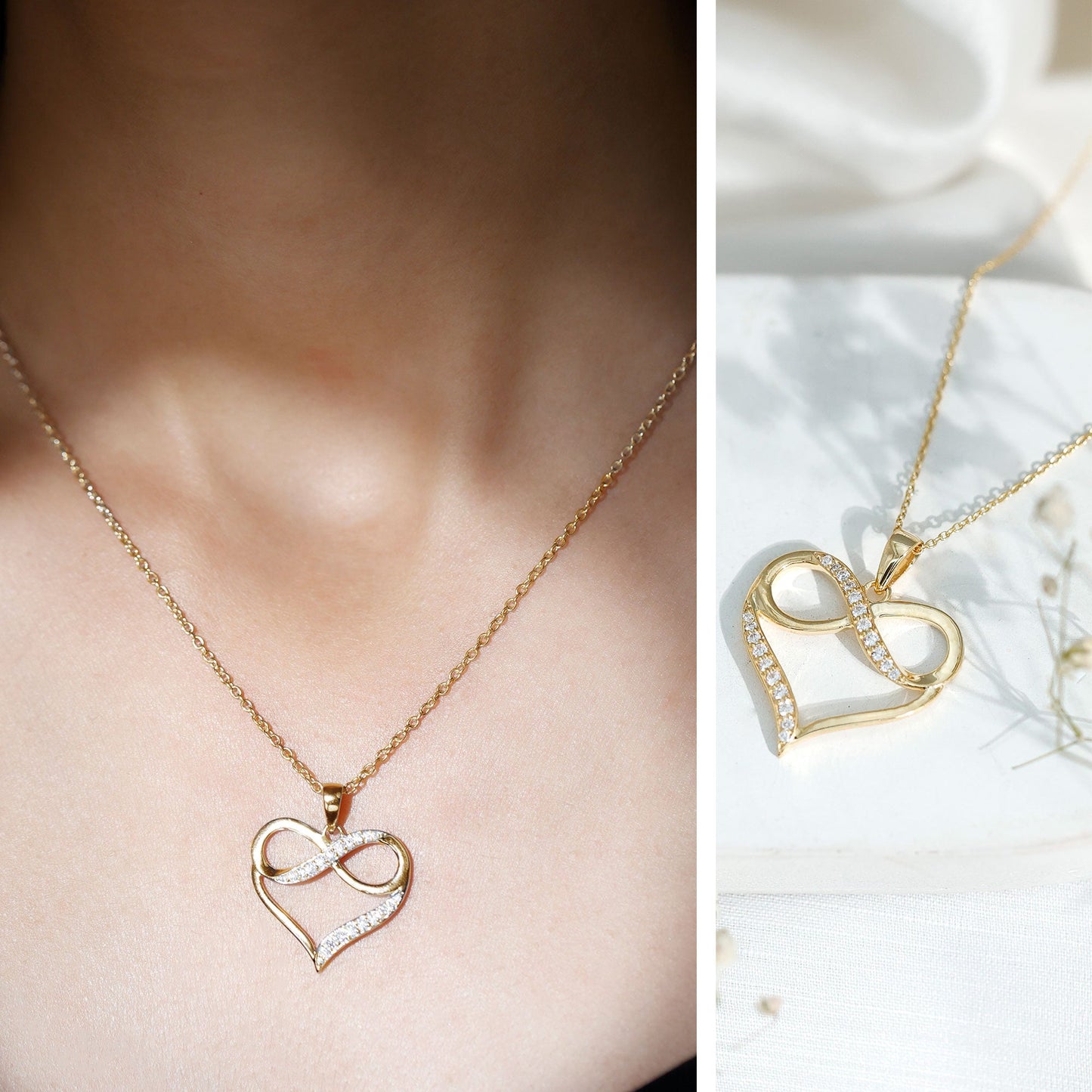 Certified Lab Grown Diamond Infinity Heart Necklace For Women