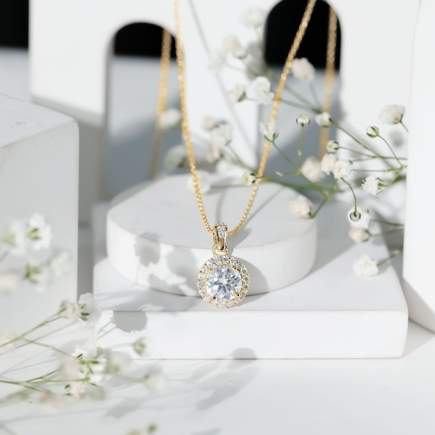 Certified 2 Carat Lab Grown Diamond Halo Pendant Necklace
