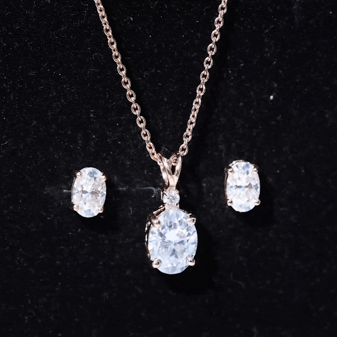 Certified Oval Shaped Lab Grown Diamond Bridal Jewelry Set