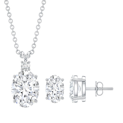 Certified Oval Shaped Lab Grown Diamond Bridal Jewelry Set