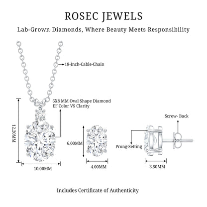 Certified Oval Shaped Lab Grown Diamond Bridal Jewelry Set