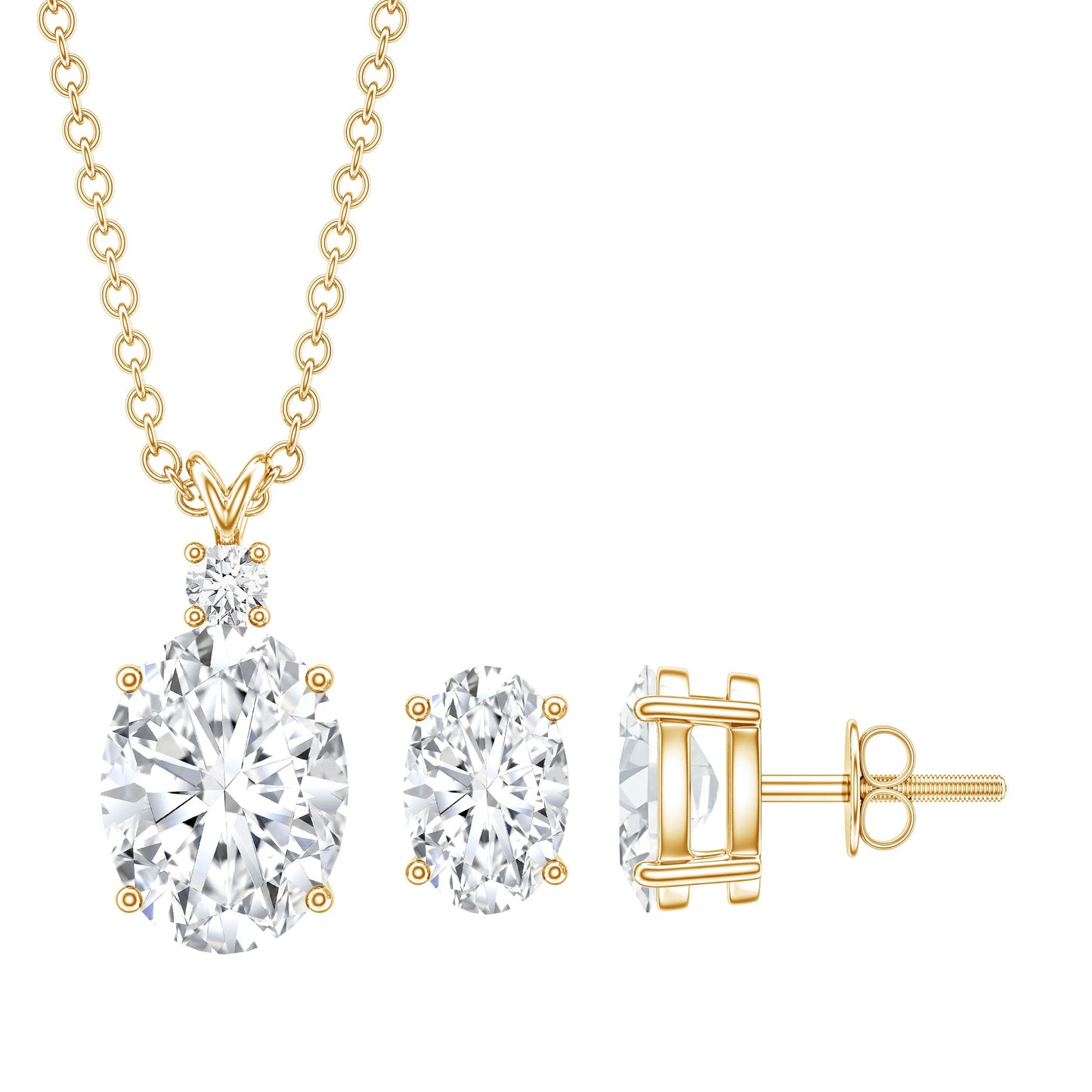 Certified Oval Shaped Lab Grown Diamond Bridal Jewelry Set