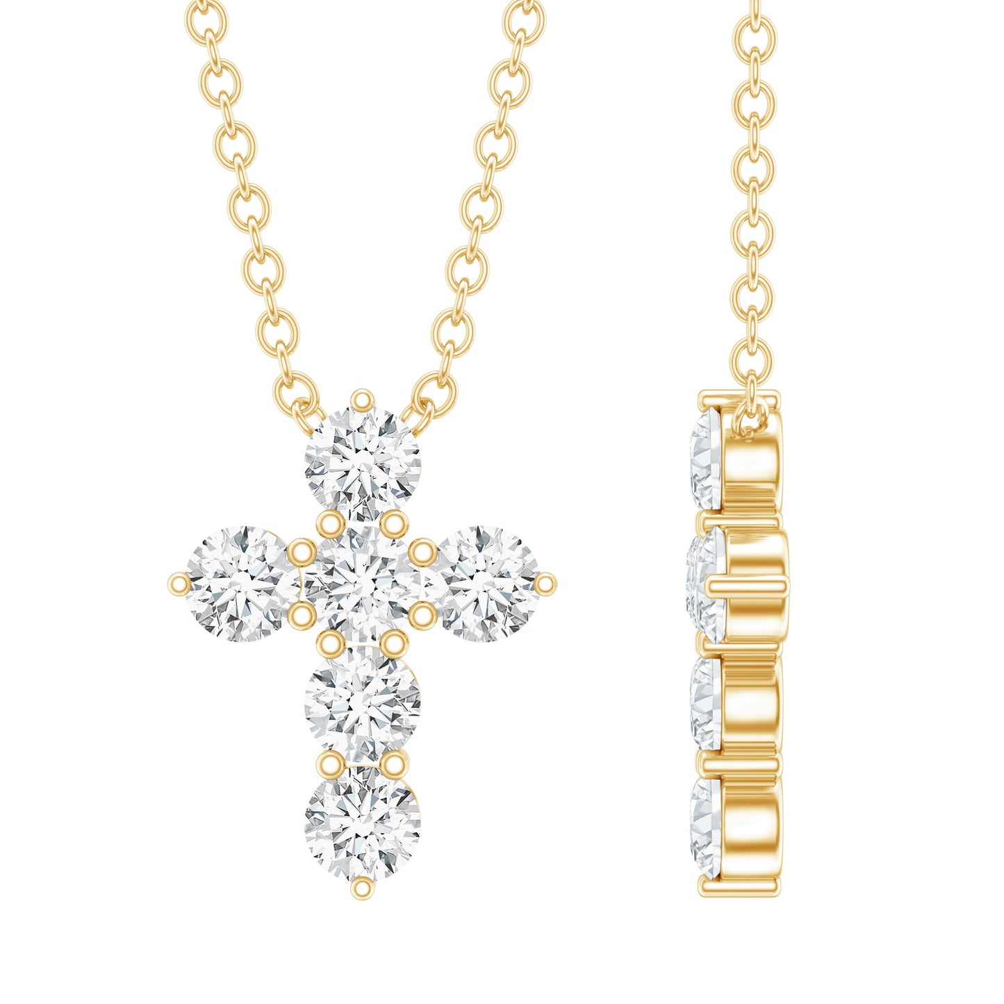Lab Grown Diamond Religious Cross Pendant Necklace