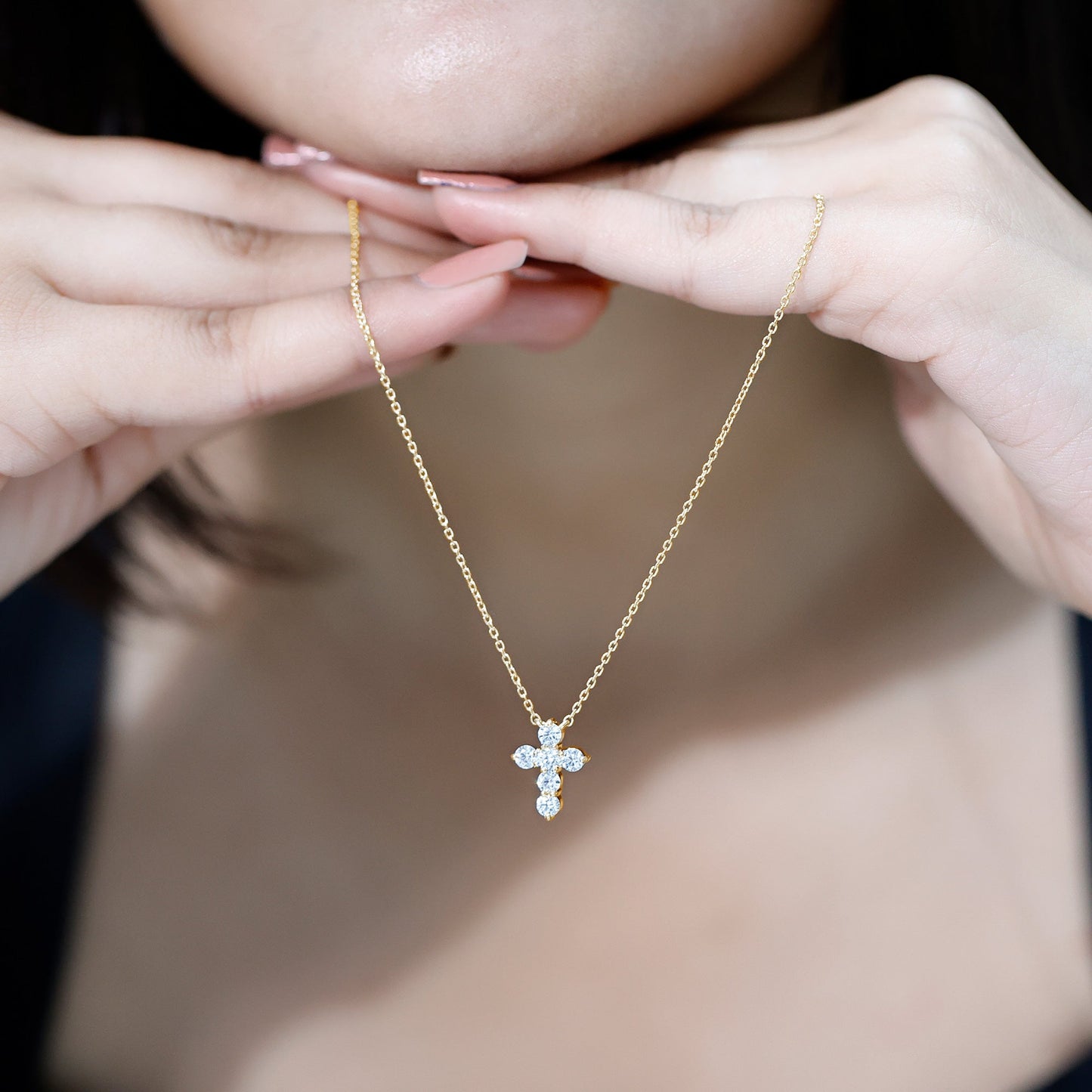 Lab Grown Diamond Religious Cross Pendant Necklace