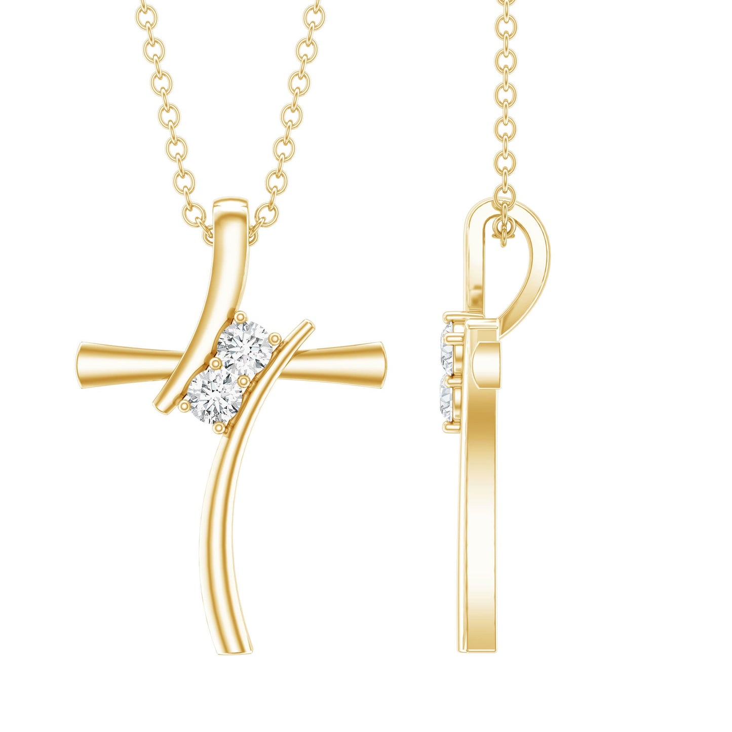 0.14 CT Lab Grown Diamond Cross Necklace (Hidden Bail)