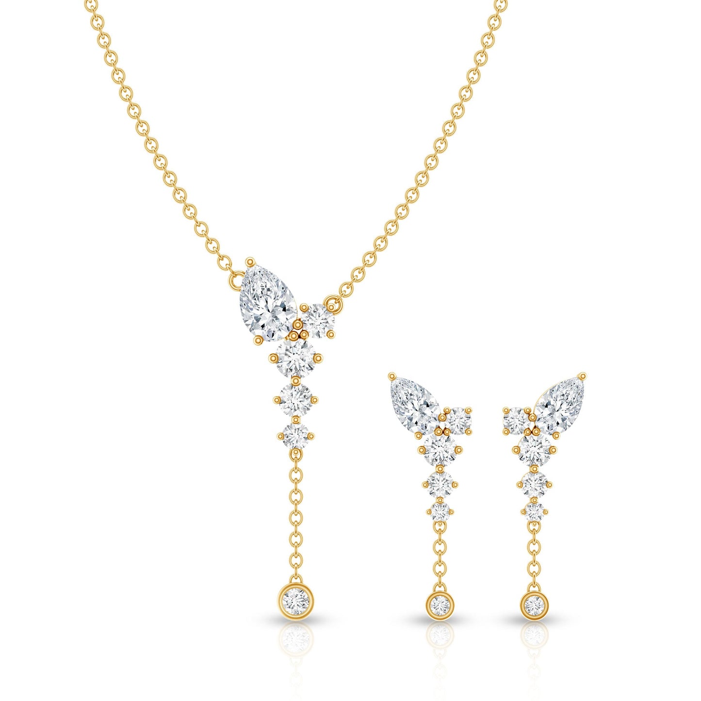 Certified Lab Grown Diamond Designer Necklace and Earrings Set