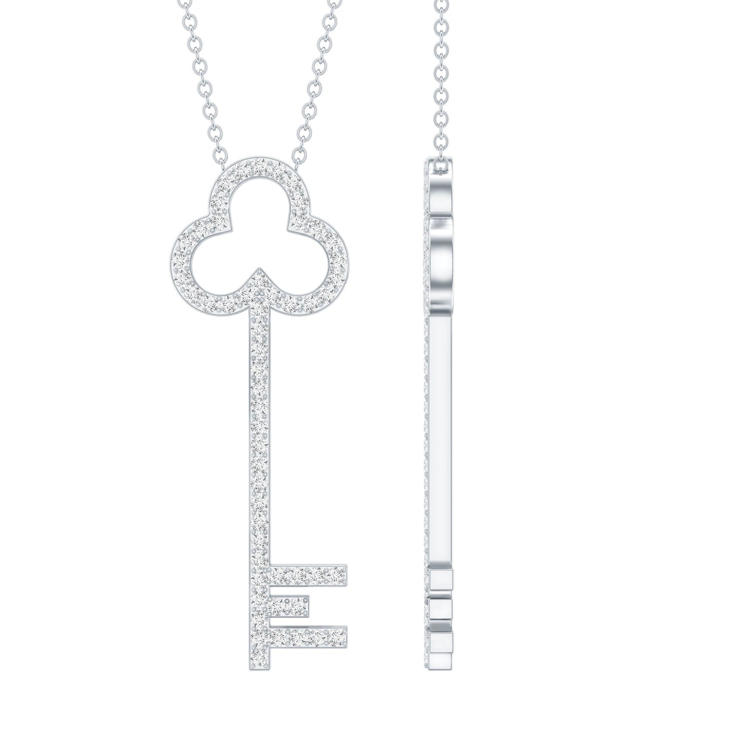 Certified Lab Grown Diamond Key Necklace For Women