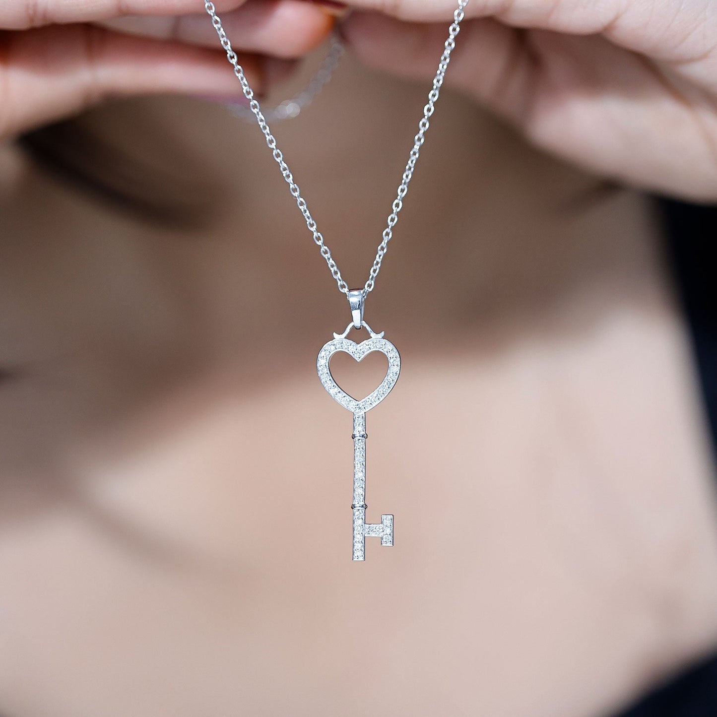 Lab Grown Diamond Key To My Heart Pendant Necklace