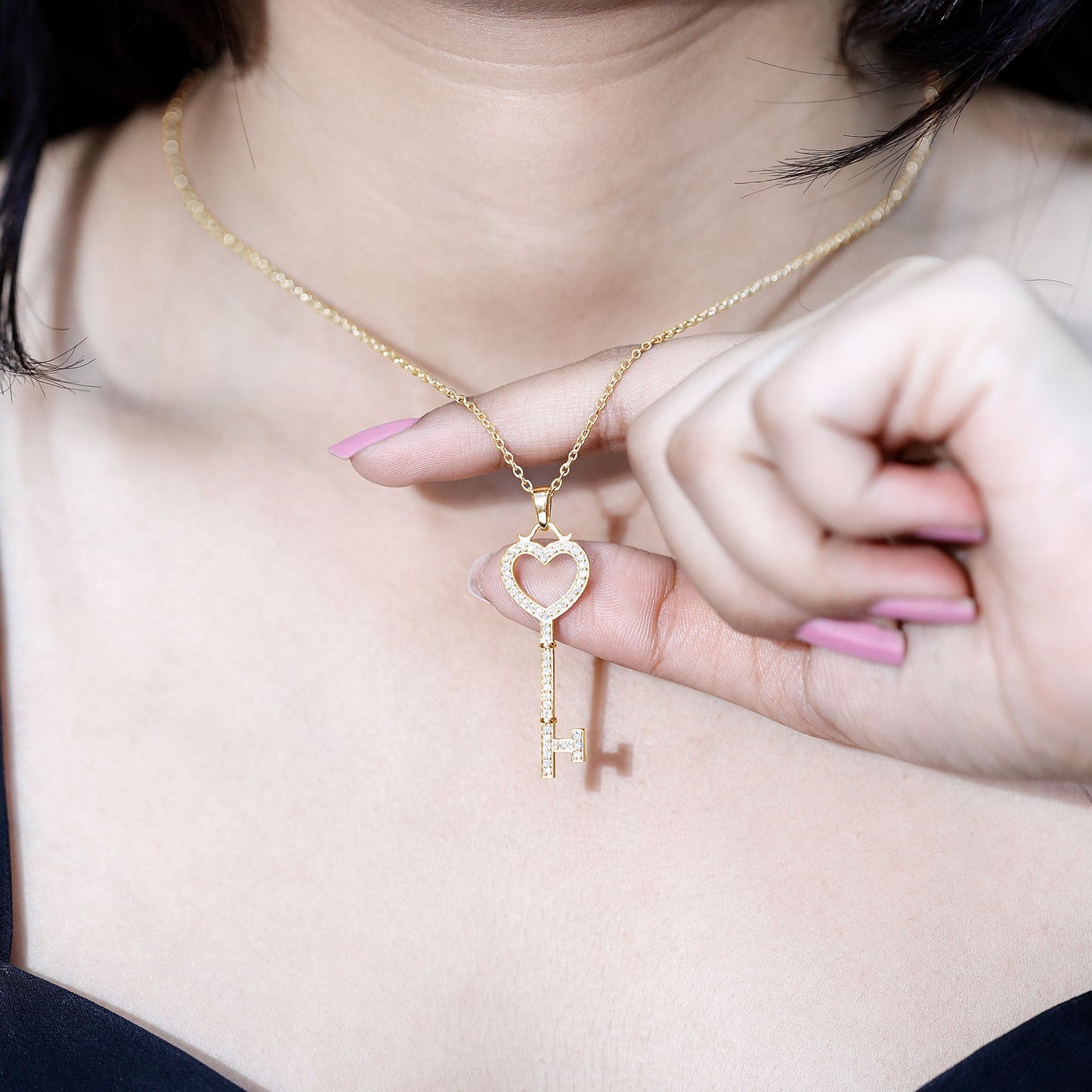 Lab Grown Diamond Key To My Heart Pendant Necklace