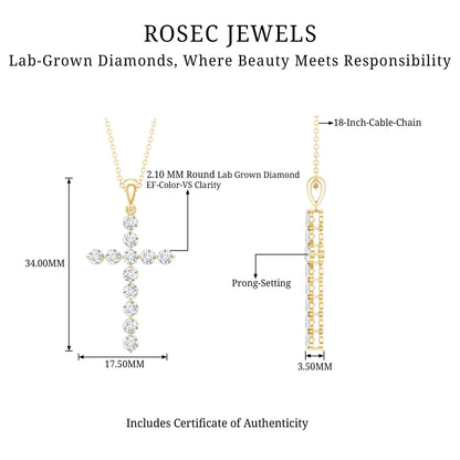 Certified Lab Grown Diamond Christian Cross Pendant