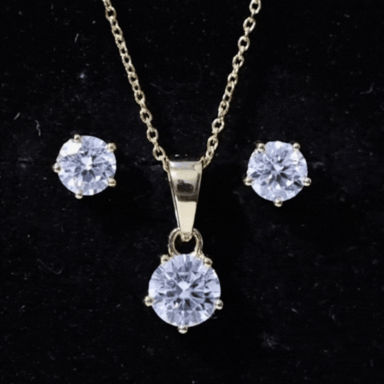 Certified Lab Grown Diamond Solitaire Necklace and Earrings Set