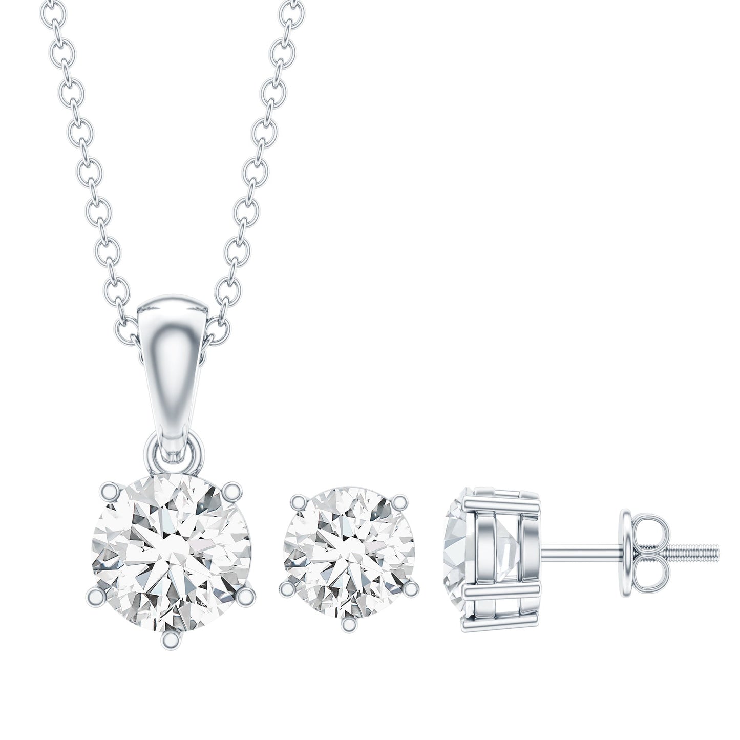 Certified Lab Grown Diamond Solitaire Necklace and Earrings Set
