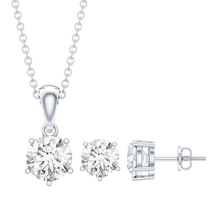 Certified Lab Grown Diamond Solitaire Necklace and Earrings Set
