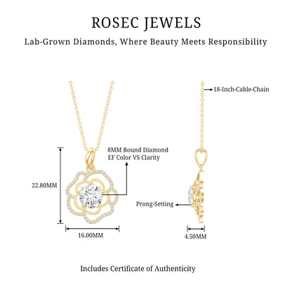 2 Carat Lab Grown Diamond Flower Pendant Necklace