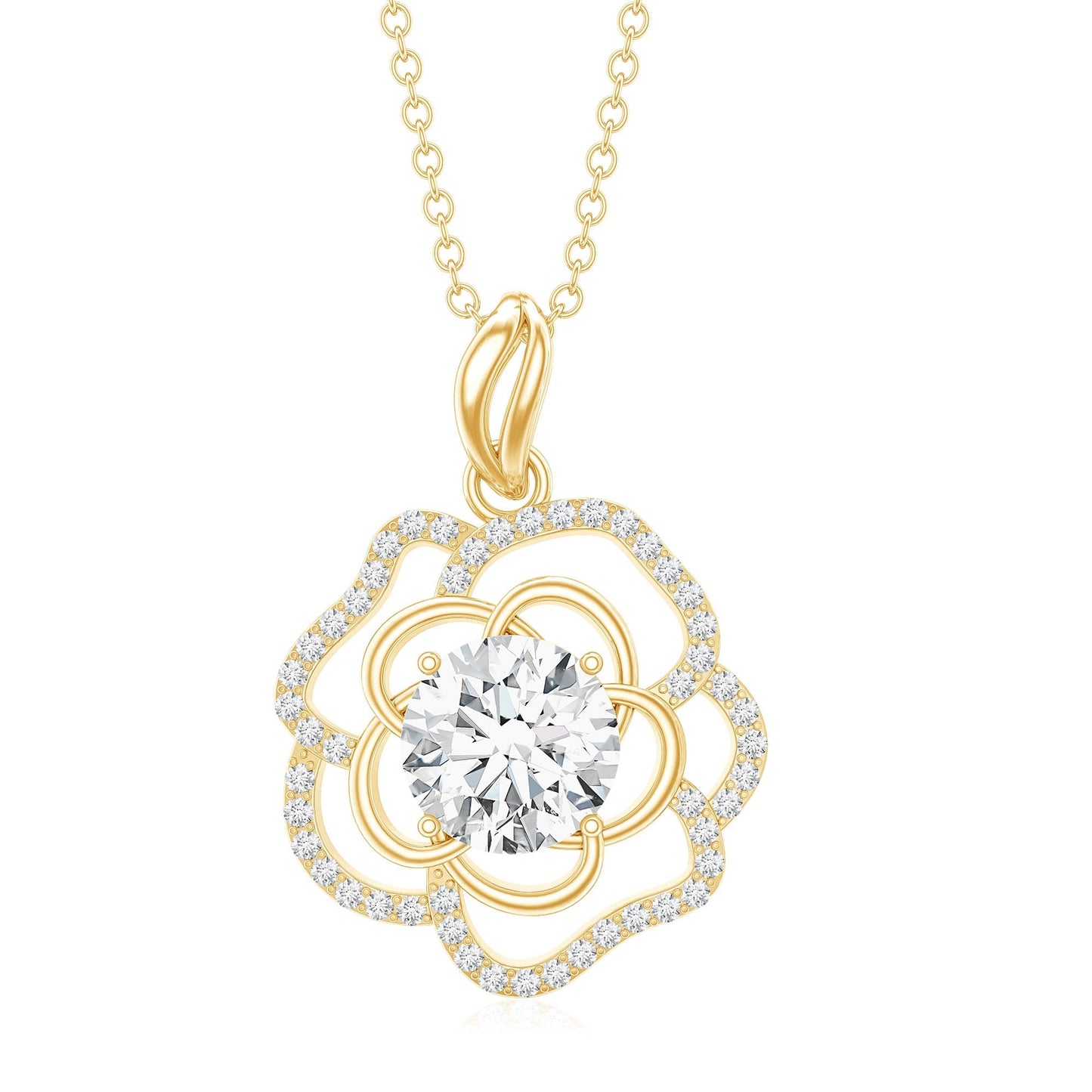 2 Carat Lab Grown Diamond Flower Pendant Necklace