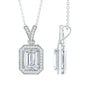 1.8 Carat Lab Created Diamond Emerald Cut Halo Necklace