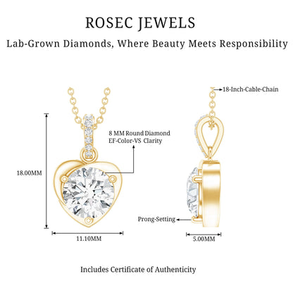 2 Carat Lab Grown Diamond Solitaire Heart Locket for Women