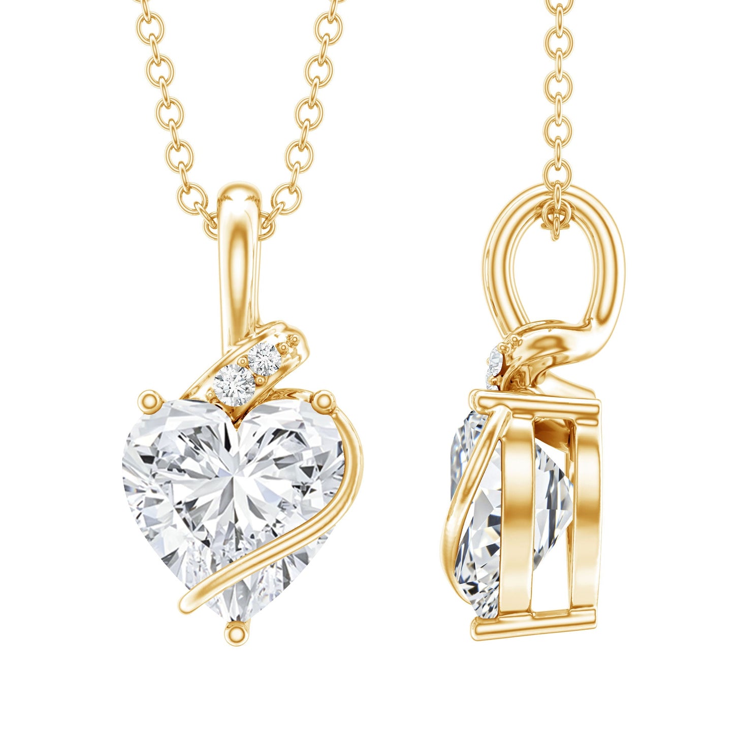 2 Carat Lab Grown Diamond Heart Solitaire Necklace