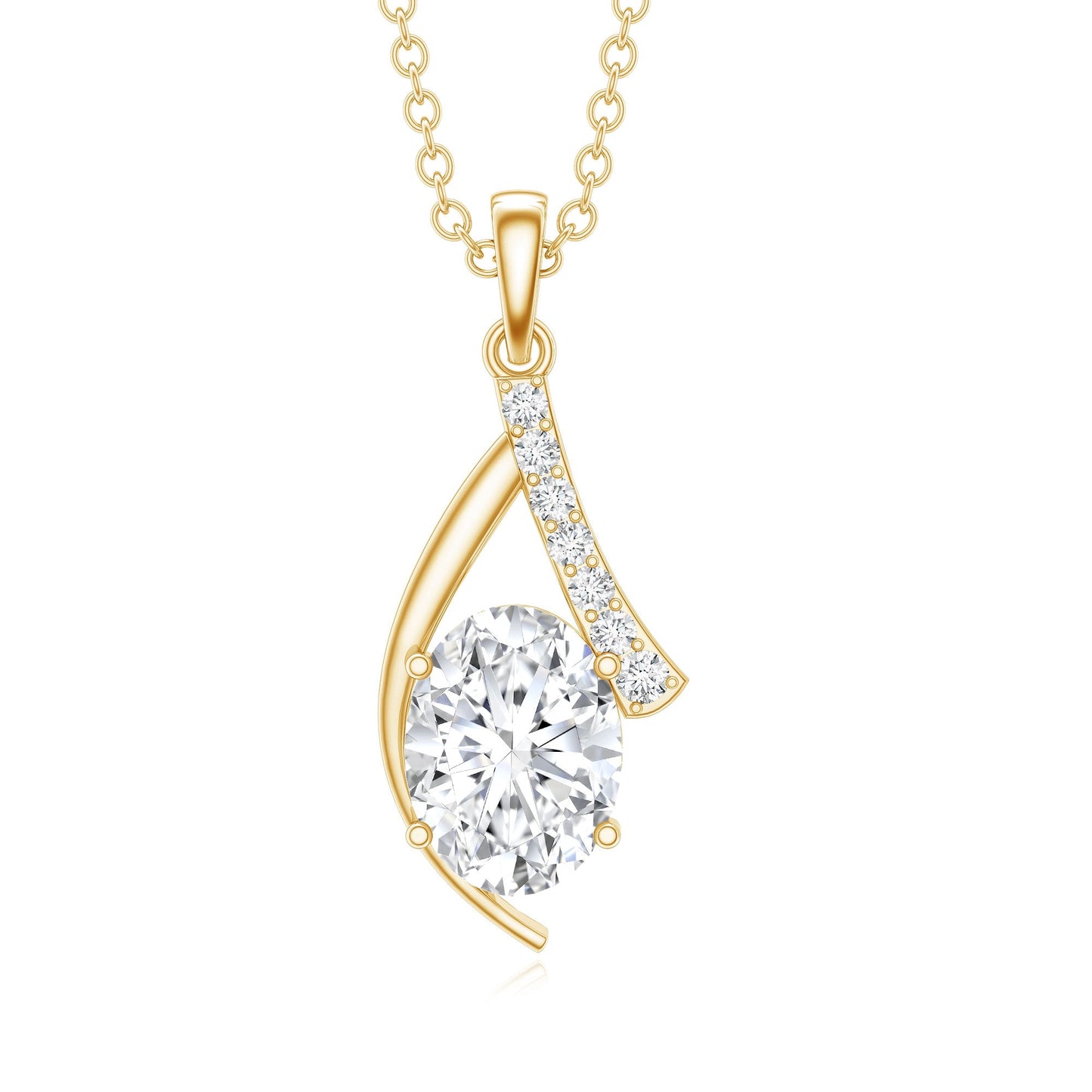 1.2 Carat Oval Lab Grown Diamond Solitaire Necklace
