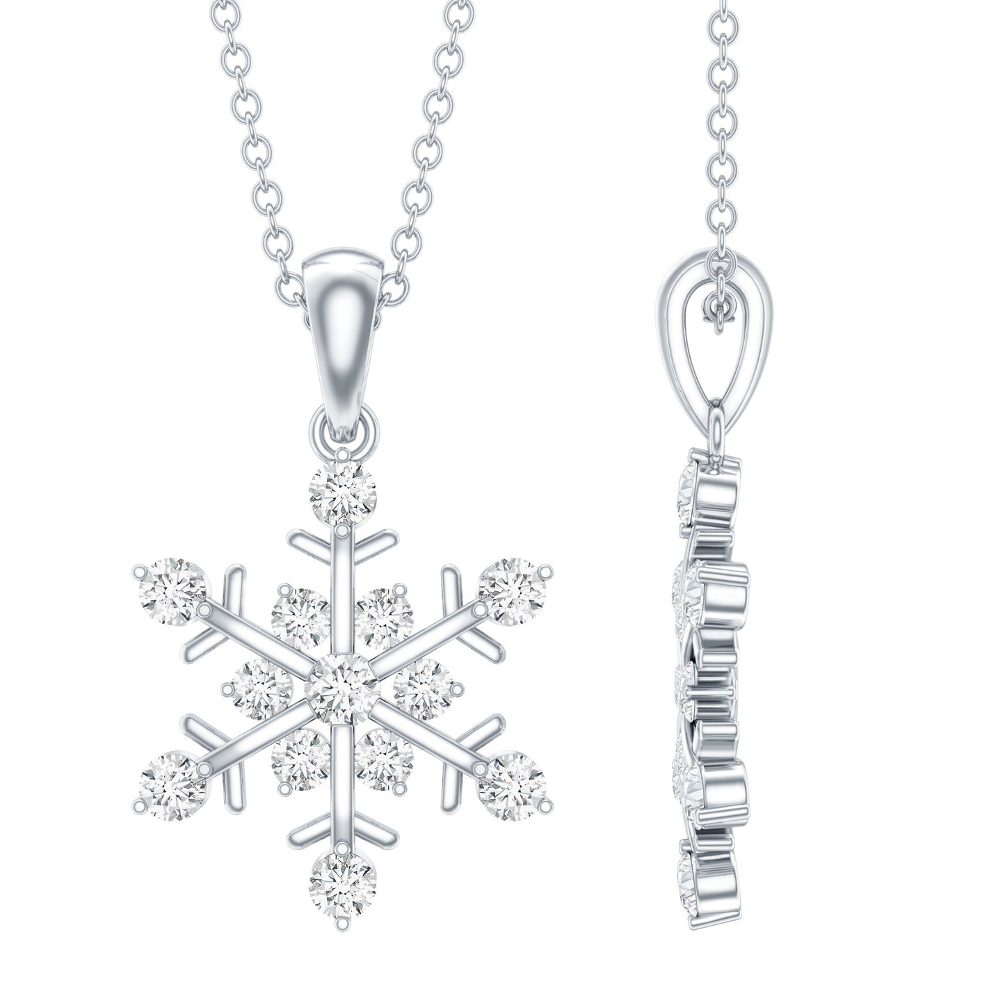 Lab Grown Diamond Christmas Snowflake Necklace