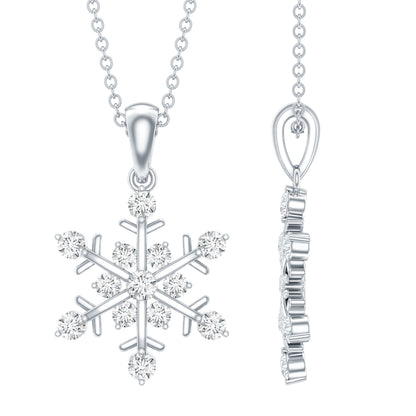 Lab Grown Diamond Christmas Snowflake Necklace