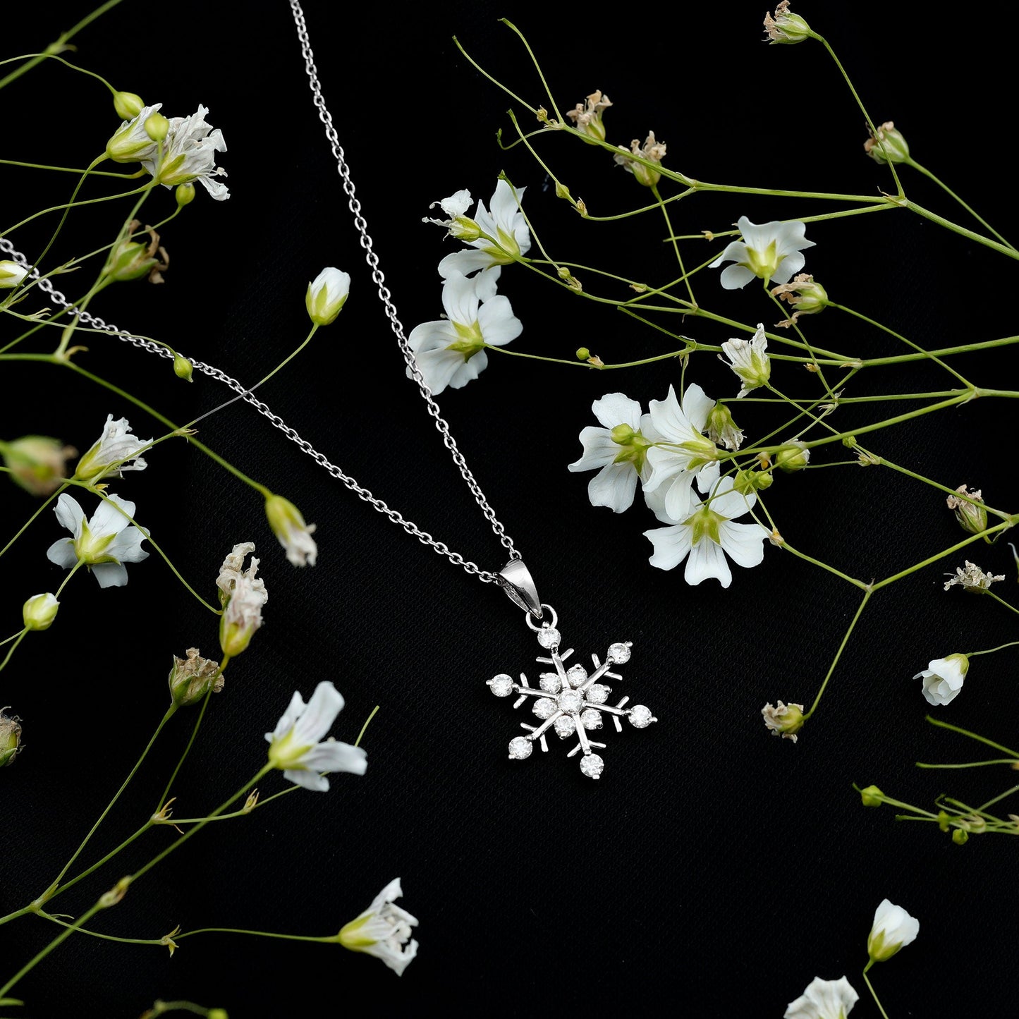 Lab Grown Diamond Christmas Snowflake Necklace