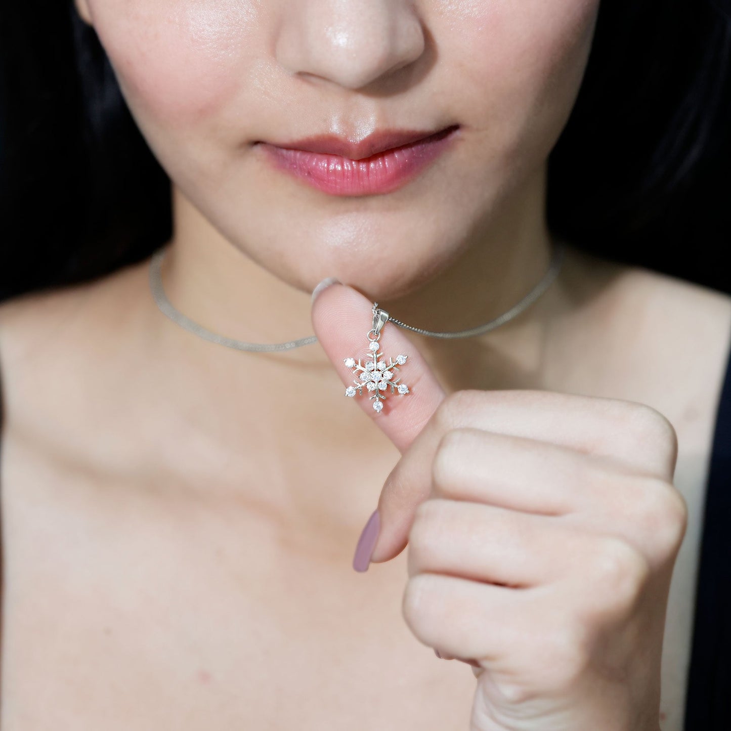 Lab Grown Diamond Christmas Snowflake Necklace