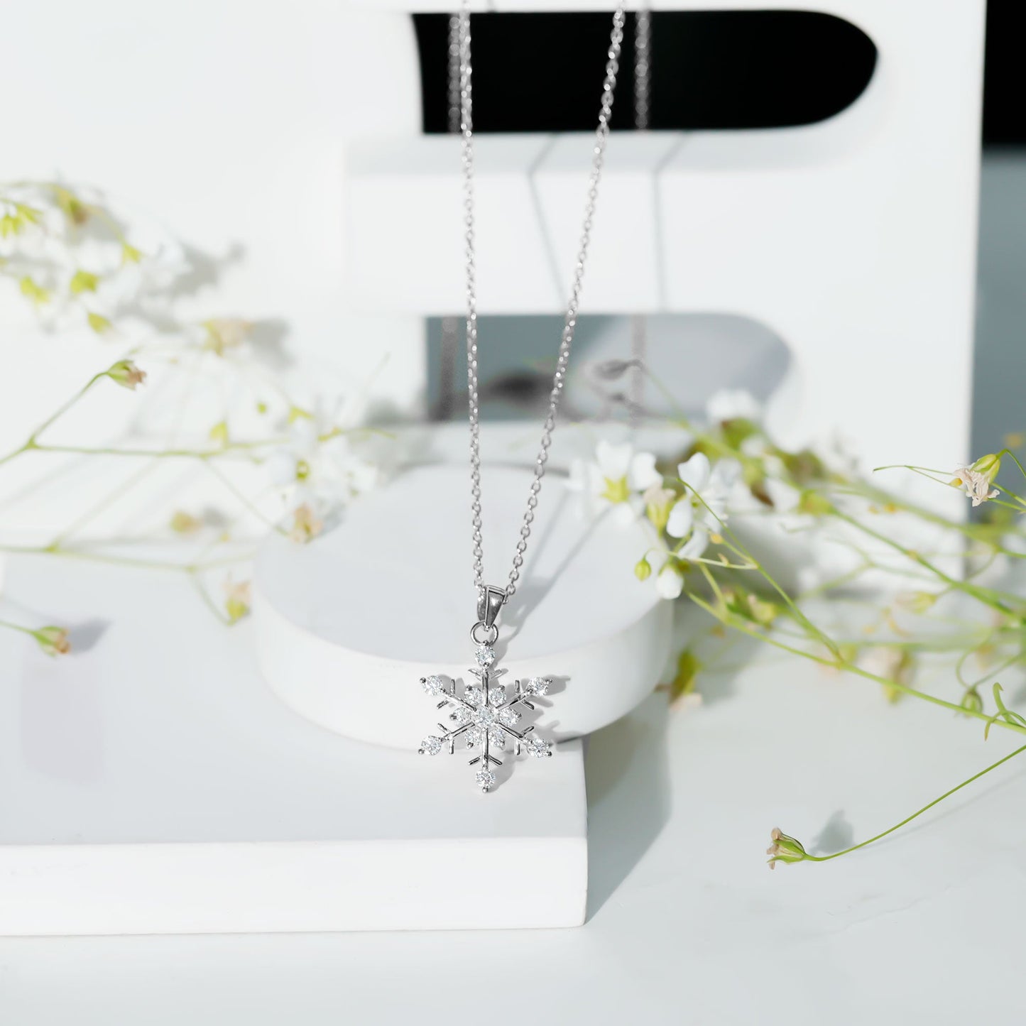 Lab Grown Diamond Christmas Snowflake Necklace