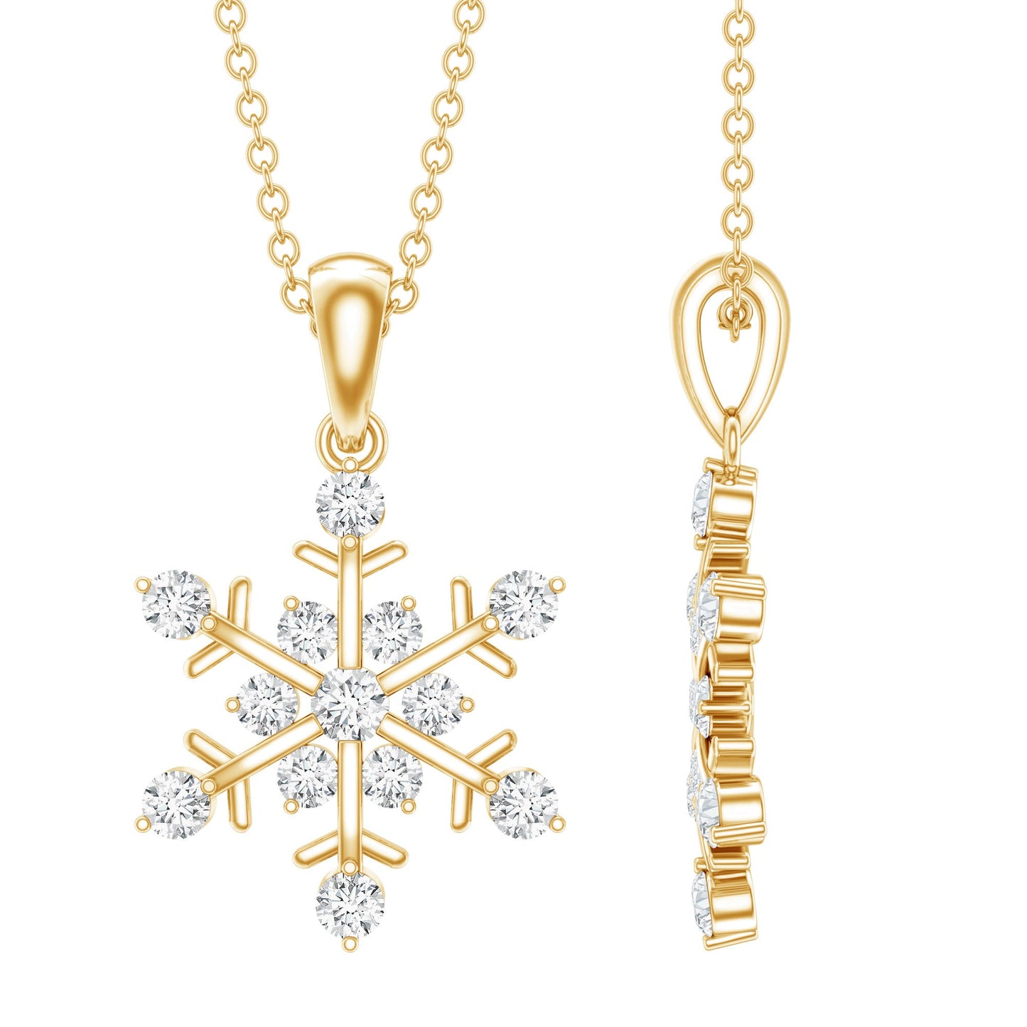 Lab Grown Diamond Christmas Snowflake Necklace