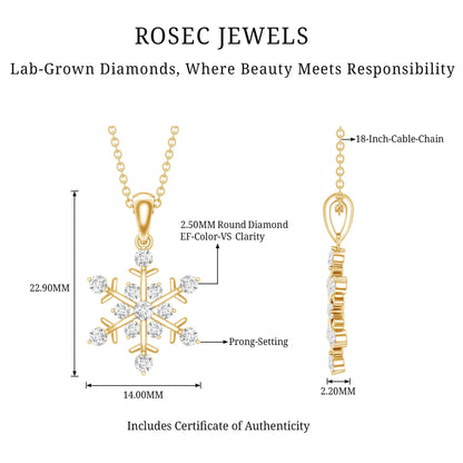Lab Grown Diamond Christmas Snowflake Necklace