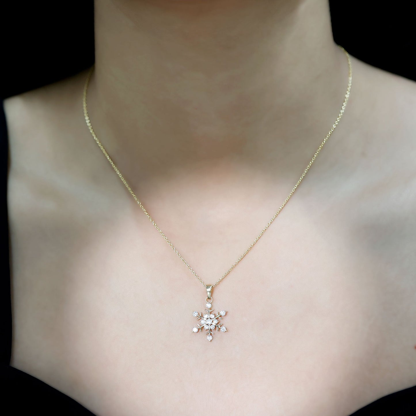 Lab Grown Diamond Christmas Snowflake Necklace