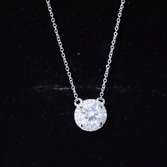 Certified Lab Created Diamond Halo Necklace For Bride